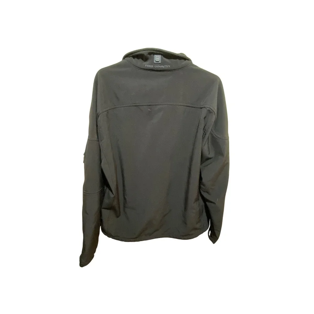 Free Country Mens Softshell Jacket Black Full‎ Zip Fleece Lined Large RN 82608
